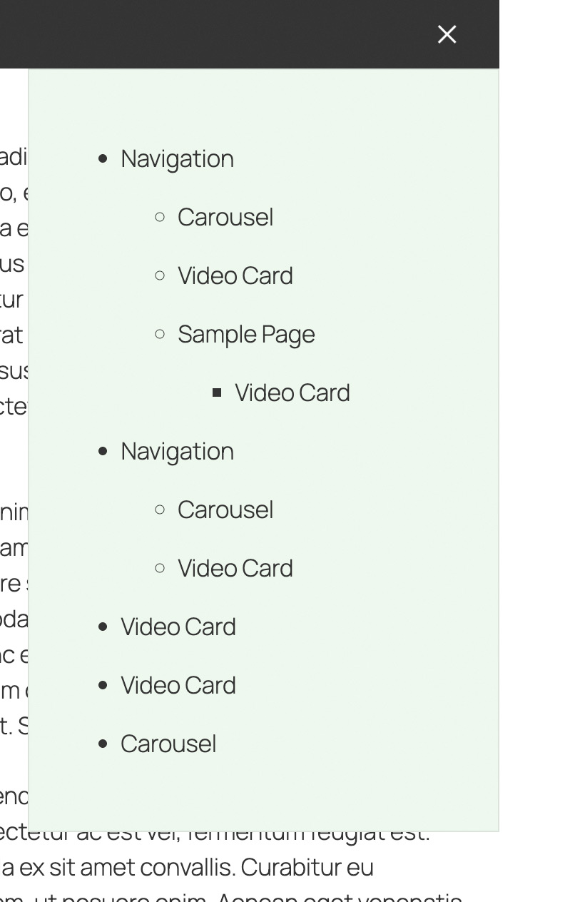 Block menu displayed as unordered list