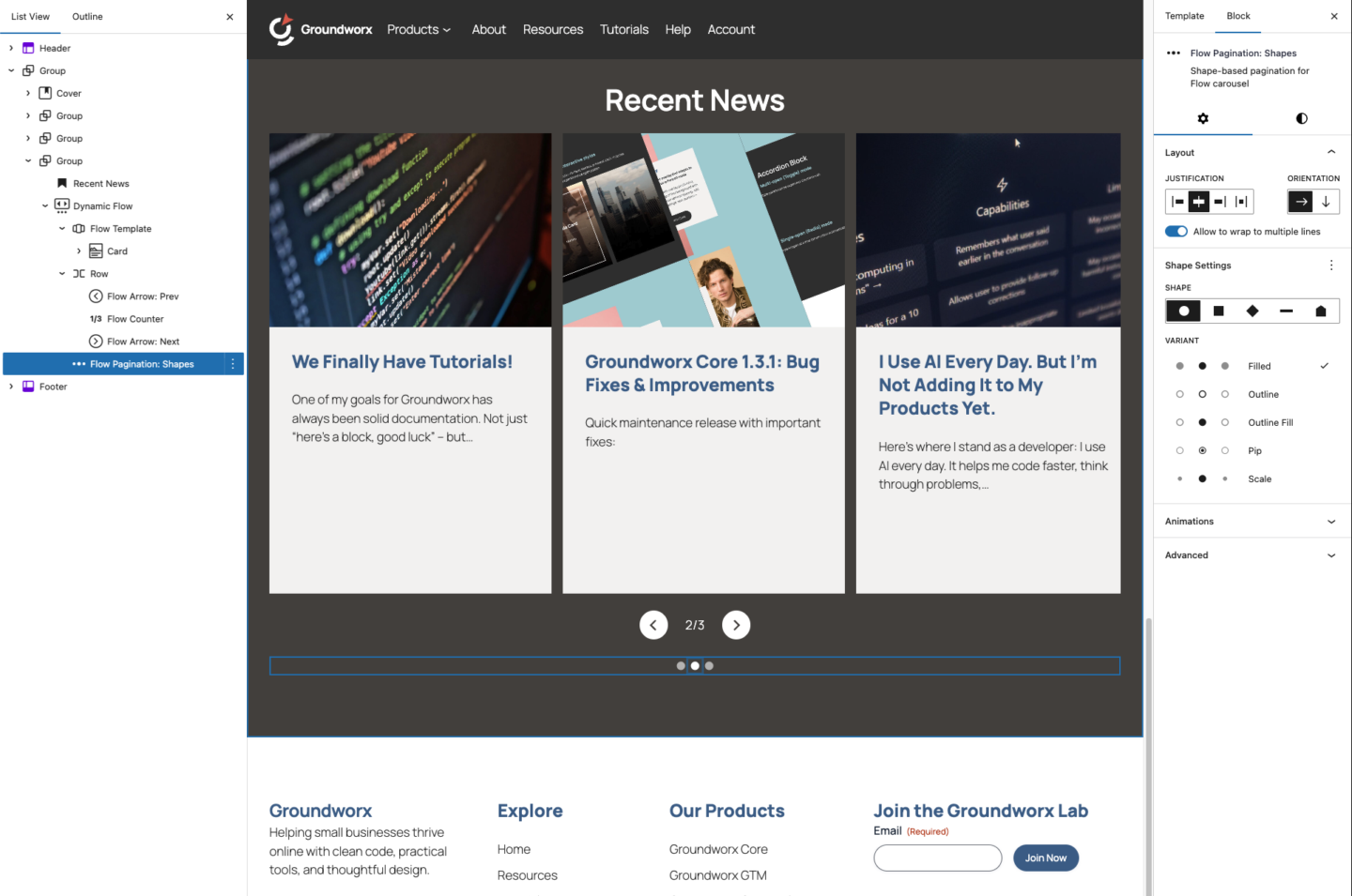 Carousel Pagination Gutenberg Blocks