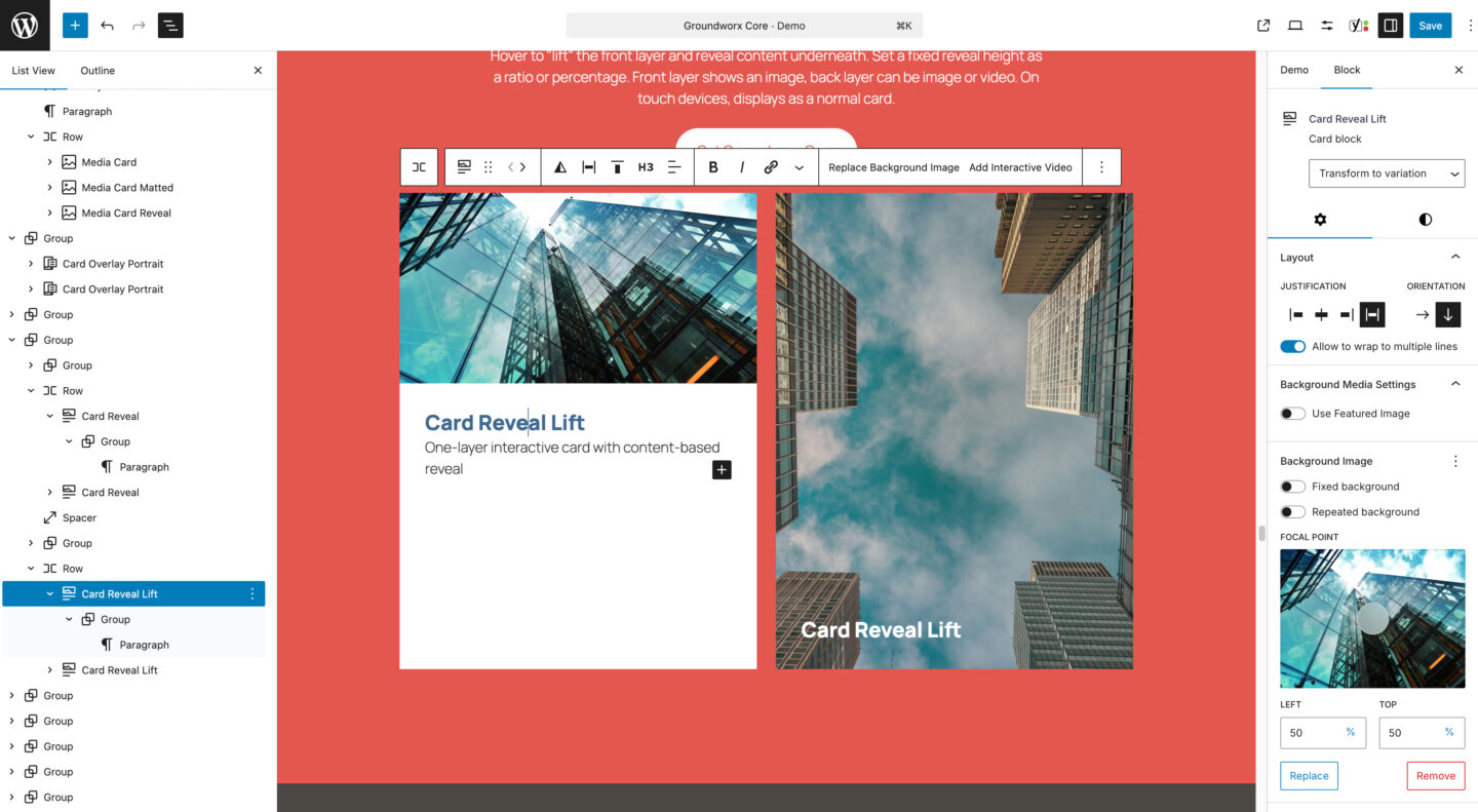 Groundworx Card Reveal Lift