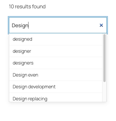 Query filter Autocomplete Words Suggestion